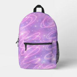 Elektrische roze neon krabbels AI-kunst  Bedrukte Rugzak