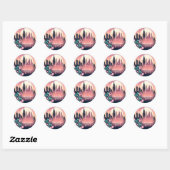 Elektrische Rozen Futuristische  Neon Bruidsdouche Ronde Sticker (Vel)