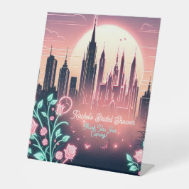 Elektrische Rozen futuristische Neon Vrijgezellenf Reclamebord Met Voetstuk