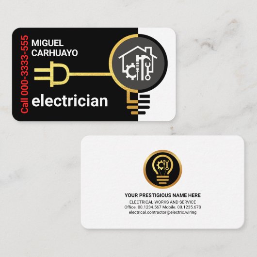 Elektrische schakelingen visitekaartje (Voorkant / Achterkant)