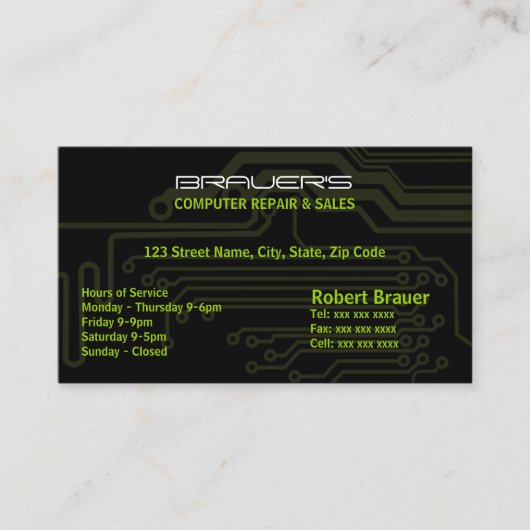 Elektrische schakelkaart visitekaartje (Voorkant)