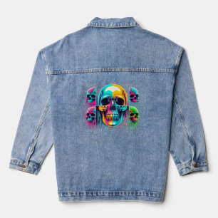 Elektrische schedels: een gedurfde en surrealistis denim jacket