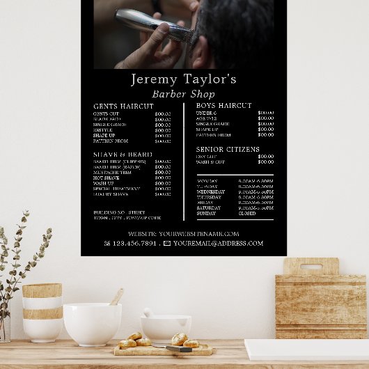 Elektrische schef, prijslijst voor Mannen Poster (Keuken)