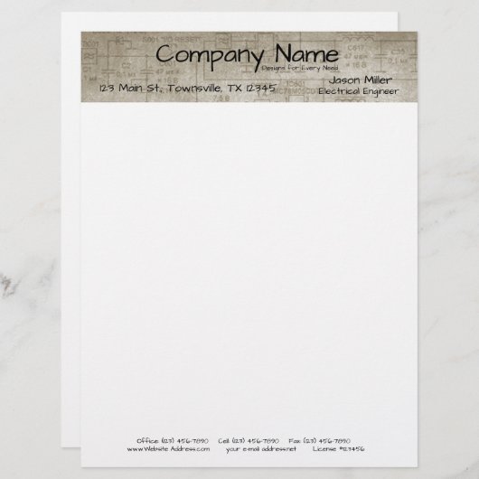 Elektrische schema's briefhoofd (Voorkant / Achterkant)