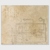 Elektrische schematische tekening op bruin cadeaupapier (Vlak)
