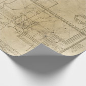 Elektrische schematische tekening op bruin cadeaupapier (Hoek)