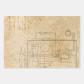 Elektrische schematische tekening op bruin inpakpapier vel (Voorkant 2)