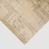 Elektrische schematische tekening op bruine ontkop tissuepapier (Detail)