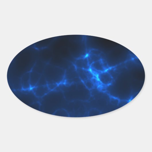 Elektrische schok in donkerblauw ovale sticker (Voorkant)