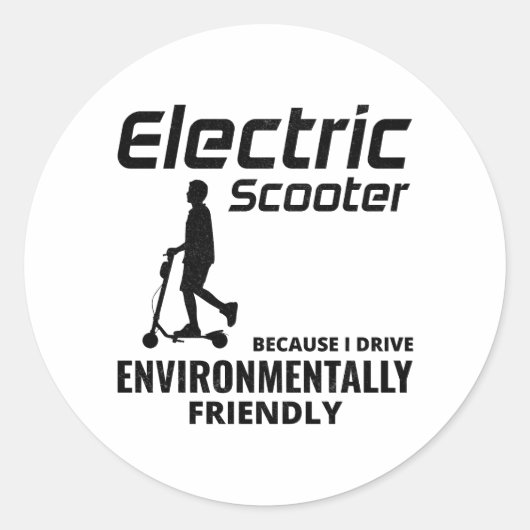 Elektrische-scooter-driver, gemotoriseerd op E-sco Ronde Sticker (Voorkant)