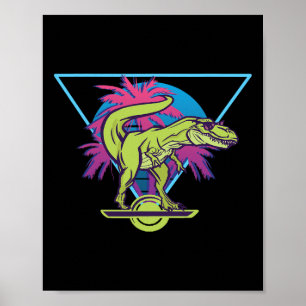 Elektrische Skateboard Moderne Zwevende T-rex Retr Poster