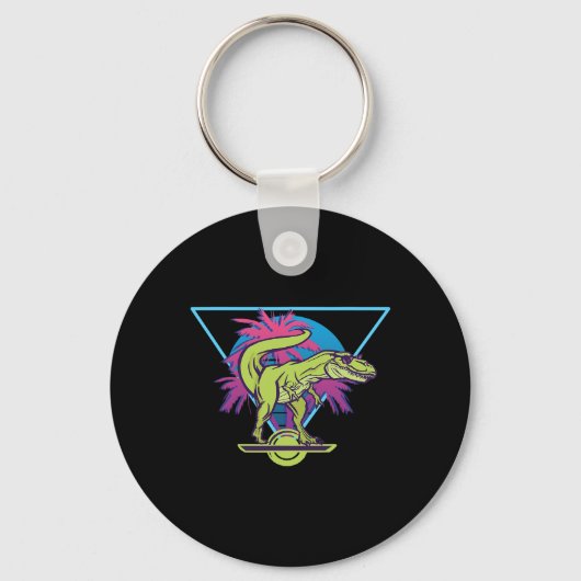 Elektrische Skateboard Moderne Zwevende T-rex Retr Sleutelhanger (Voorkant)