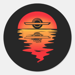 Elektrische Skateboard Vintage Sunset Onewheel Flo Ronde Sticker