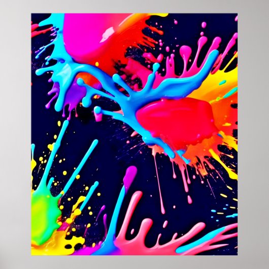 Elektrische Spatten van Levendige Kleuren Poster (Voorkant)