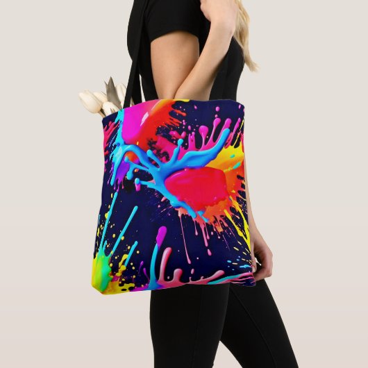 Elektrische Spetters van Levendige Kleuren Tote Bag (Dichtbij)