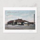 Elektrische spoorwegdepot briefkaart (Voorkant)