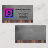 Elektrische stekker | Achtergrond van houten leder Visitekaartje (Voorkant / Achterkant)