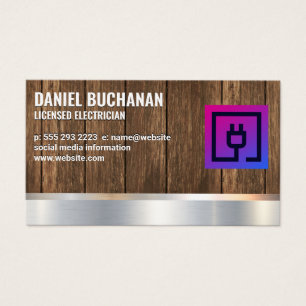 Elektrische stekker   Elektrisch   Houtmetaal Visitekaartje