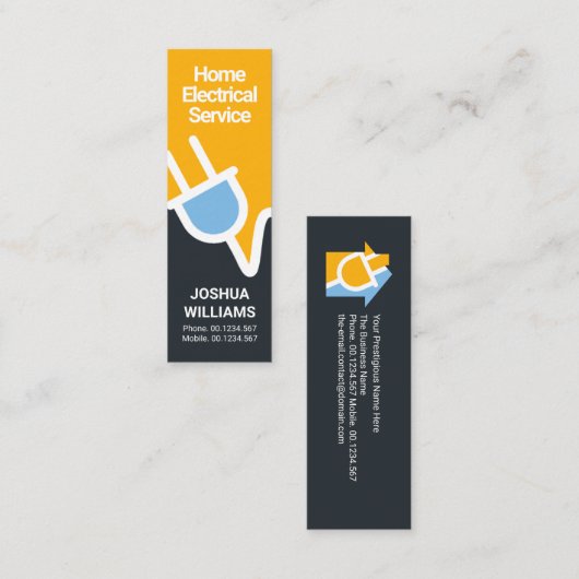 Elektrische stekker Geel Blauw Mini Visitekaartje (Voorkant / Achterkant)