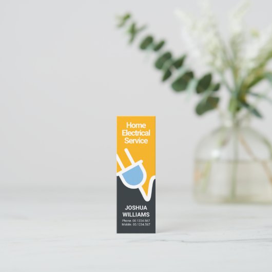 Elektrische stekker Geel Blauw Mini Visitekaartje (Staand voorkant)