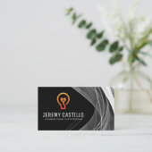 Elektrische stekker gloeilamp Logo | Abstracte str Visitekaartje (Staand voorkant)