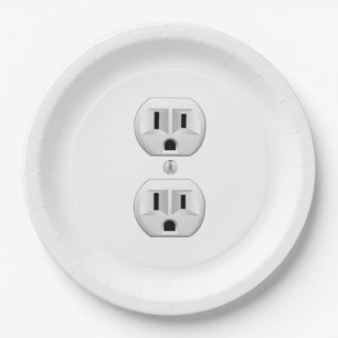 Elektrische stekker klikt u om het kleurdecor aan papieren bordje