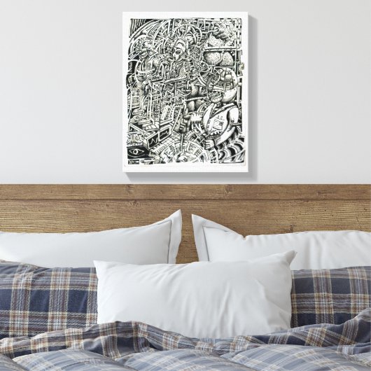 Elektrische Stoel, gemaakt door Brian Benson Canvas Afdruk (Insitu (Slaapkamer))