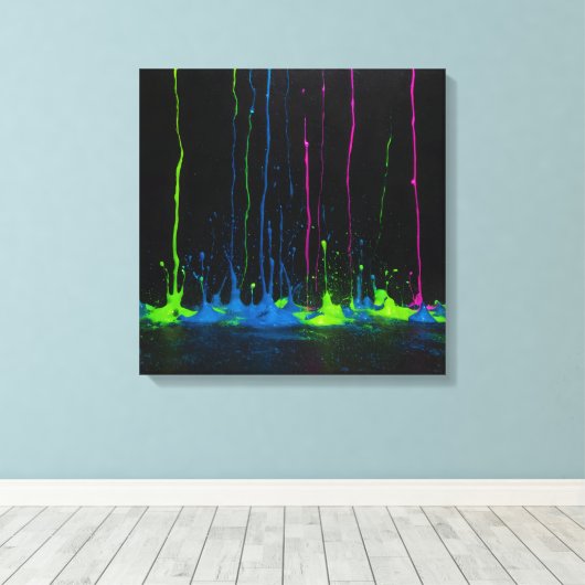 Elektrische stroom heldere verf druppelend ontwerp canvas afdruk (Insitu (Houten vloer))