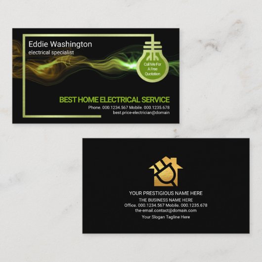 Elektrische stroom Lijst groene bliksem Visitekaartje (Voorkant / Achterkant)