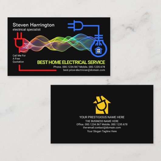 Elektrische stroomkring met kleurrijke elektrische visitekaartje (Voorkant / Achterkant)