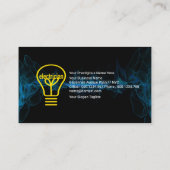 Elektrische stroomstekker met blauwe lamp visitekaartje (Achterkant)