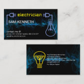 Elektrische stroomstekker met blauwe lamp visitekaartje (Voorkant / Achterkant)