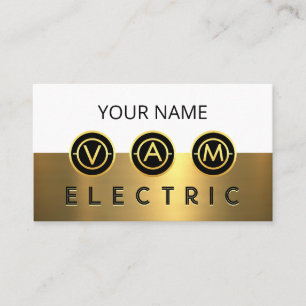 Elektrische symboolpictogrammen gouden laag visitekaartje
