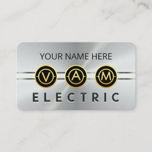 Elektrische symboolpictogrammen zilveren laag visitekaartje