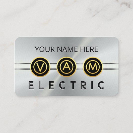 Elektrische symboolpictogrammen zilveren laag visitekaartje (Voorkant)