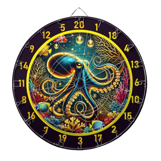 Elektrische tentakels Octopus Dartboard Dartbord (Voorkant)