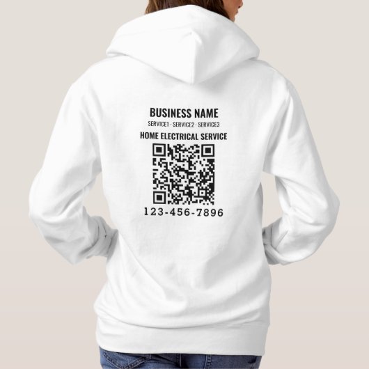 Elektrische thuisdienst QR-code Logo, aangepast we Hoodie (Achterkant)