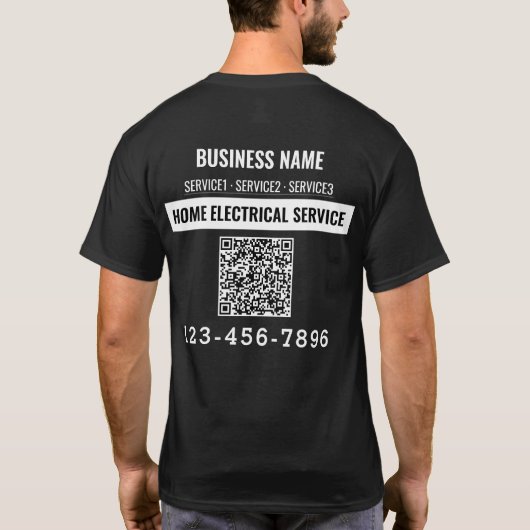 Elektrische thuisdienst QR-code Logo aangepast wer T-shirt (Achterkant)