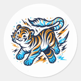 Elektrische tijger ronde sticker