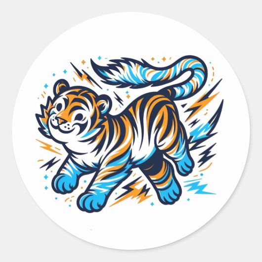 Elektrische tijger ronde sticker (Voorkant)