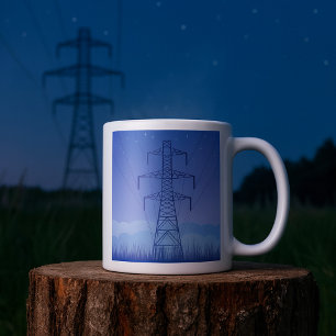 Elektrische Transmissietoren bij Night Sky Koffiemok