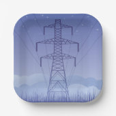 Elektrische Transmissietoren bij Night Sky Papieren Bordje (Voorkant)