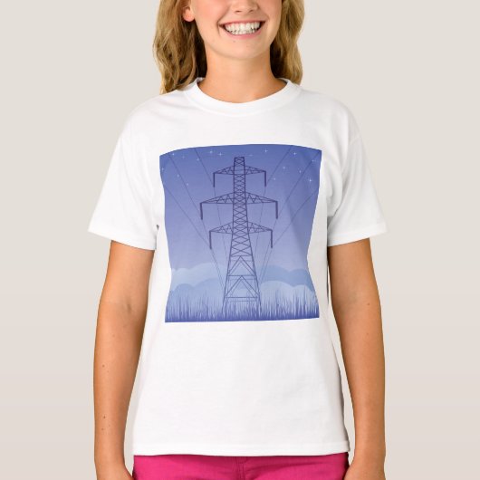 Elektrische Transmissietoren bij Night Sky T-shirt (Voorkant)