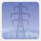 Elektrische Transmissietoren bij Night Sky Vierkante Sticker (Voorkant)