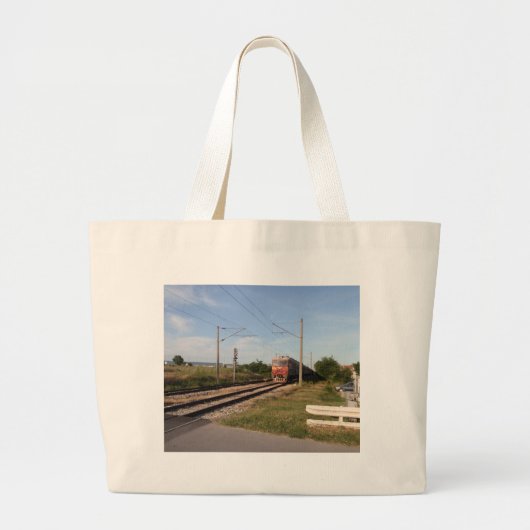 Elektrische trein grote tote bag (Voorkant)