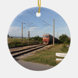 Elektrische trein keramisch ornament
