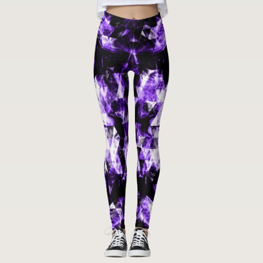 Elektrische ultra-violette paarse dunne driehoek leggings (Voorkant)