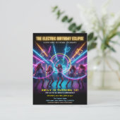 Elektrische Verjaardag Neon Glow Feest Briefkaart (Staand voorkant)