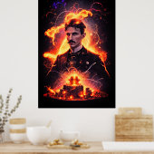 Elektrische visionair: Nikola Tesla's bliksem Poster (Keuken)