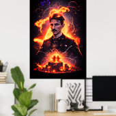 Elektrische visionair: Nikola Tesla's bliksem Poster (Thuiskantoor)